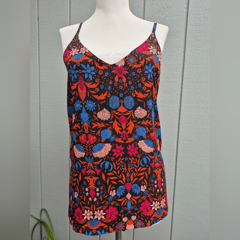 5/$20 H&M Black Floral Print Women's Tank Top Size 4